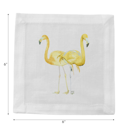 Flamingos In The Mirror Golden 6" Cocktail Napkins- nicolettemayer.com
