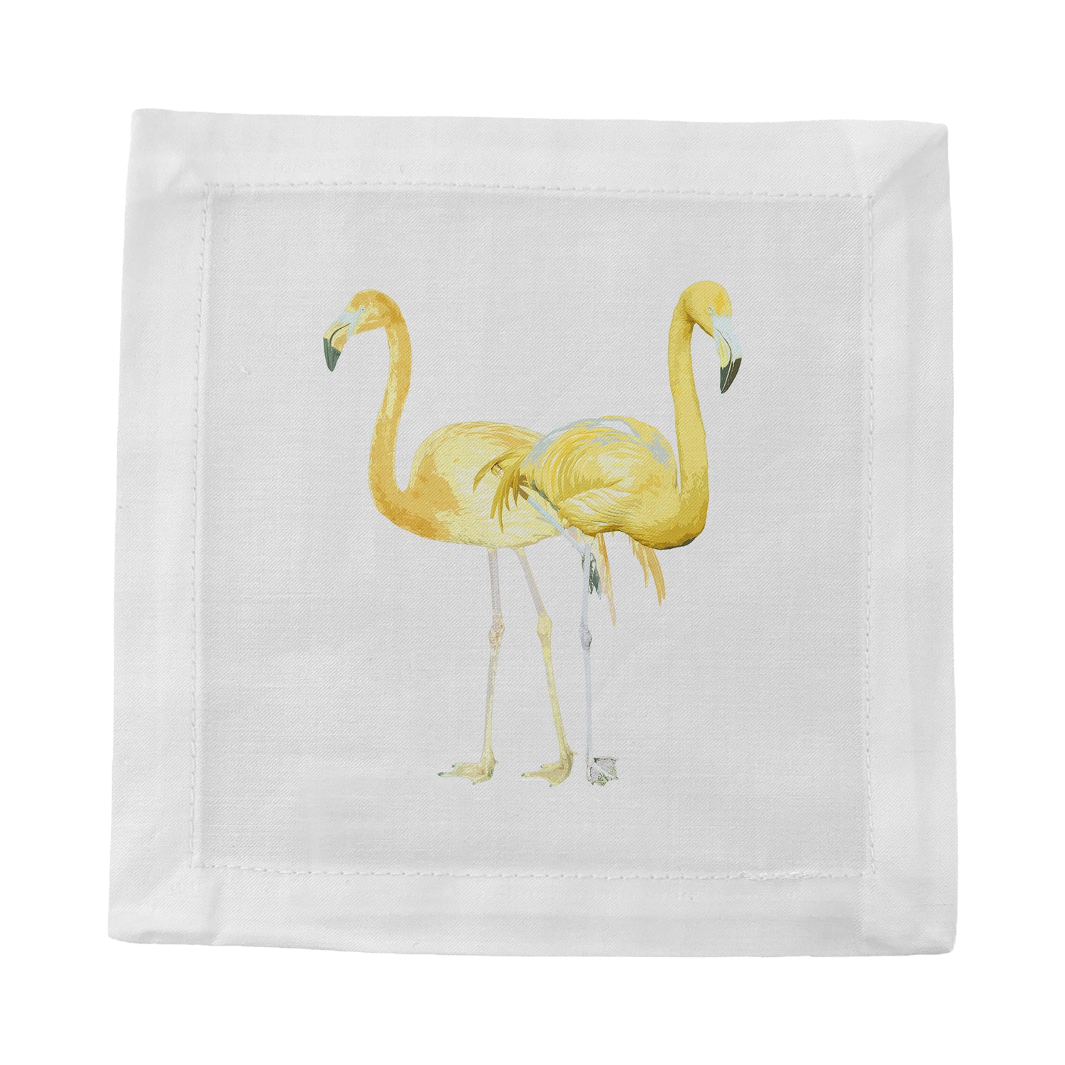 Flamingos In The Mirror Golden 6" Cocktail Napkins- nicolettemayer.com
