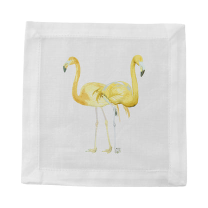 Flamingos In The Mirror Golden 6" Cocktail Napkins- nicolettemayer.com
