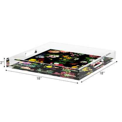 Flora Fauna Black Acrylic Decorative Tray, 18 x 18 in. by Nicolette Mayer 