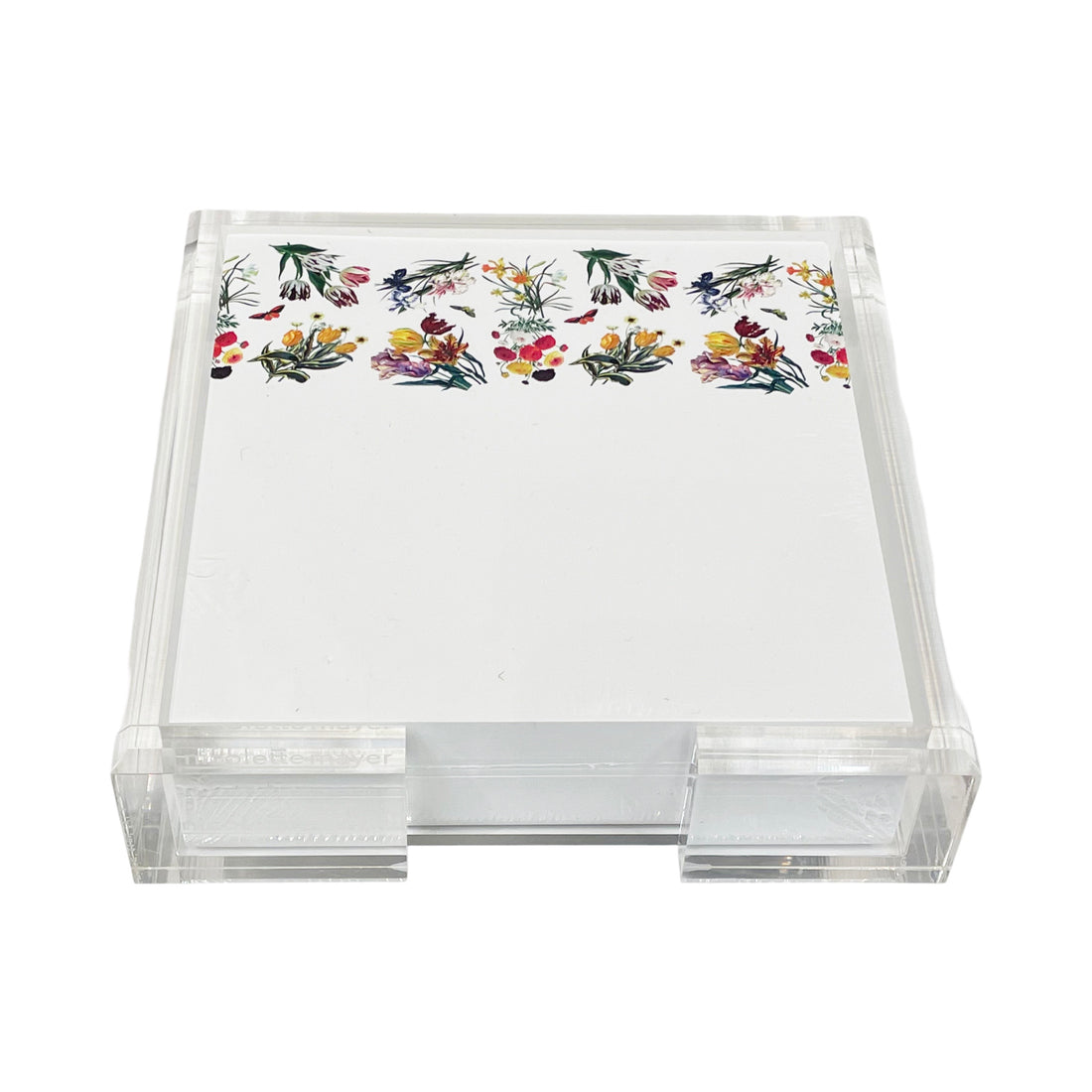 Flora Fauna White Note Cards With Acrylic Holder