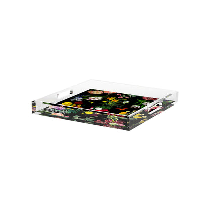 Flora Fauna Black Acrylic Decorative Tray, 12 x 12 in. by Nicolette Mayer 
