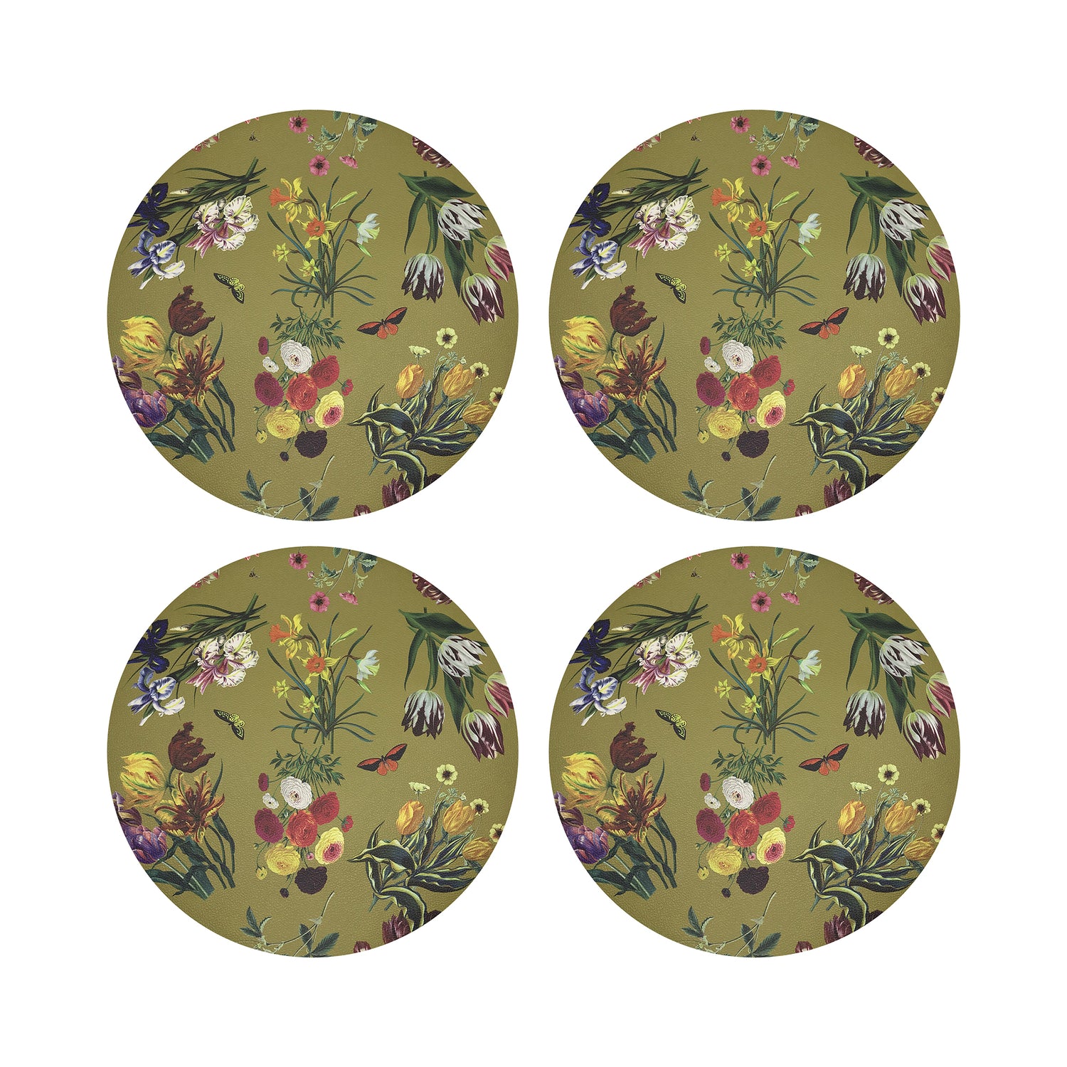Flora Fauna Acid 16&quot; Round Pebble Placemats, Set of 4 - nicolettemayer.com
