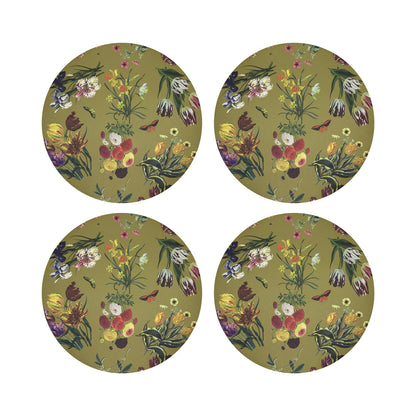 Flora Fauna Acid 16&quot; Round Pebble Placemats, Set of 4 - nicolettemayer.com
