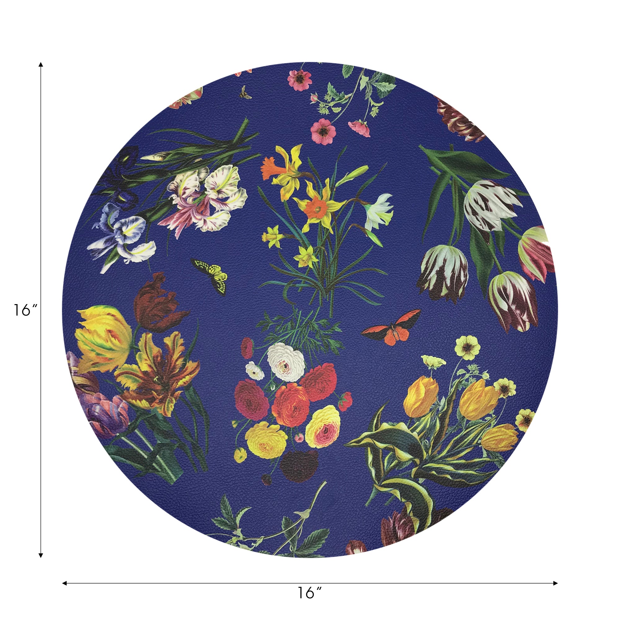 Flora Fauna Blue 16&quot; Round Pebble Placemats, Set of 4 - nicolettemayer.com
