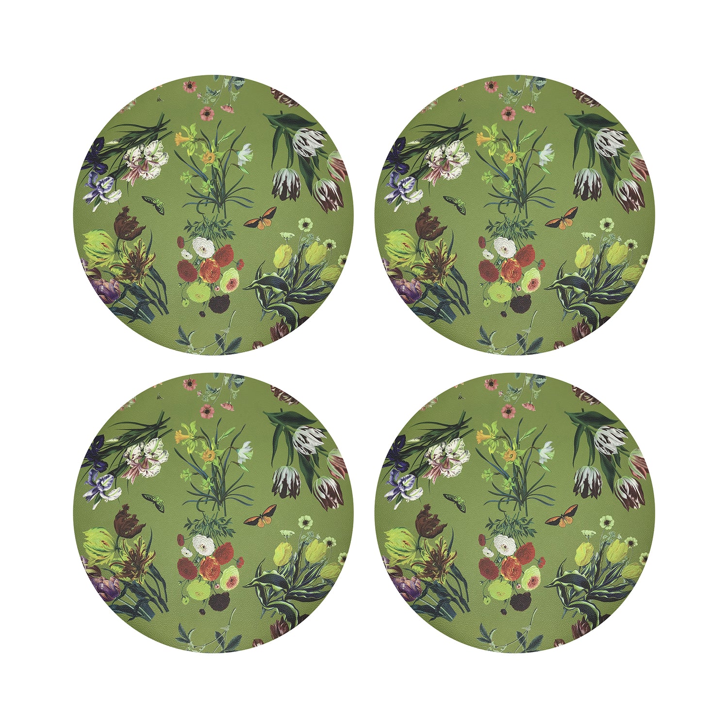 Flora Fauna Fontana 16&quot; Round Pebble Placemats, Set of 4 - nicolettemayer.com
