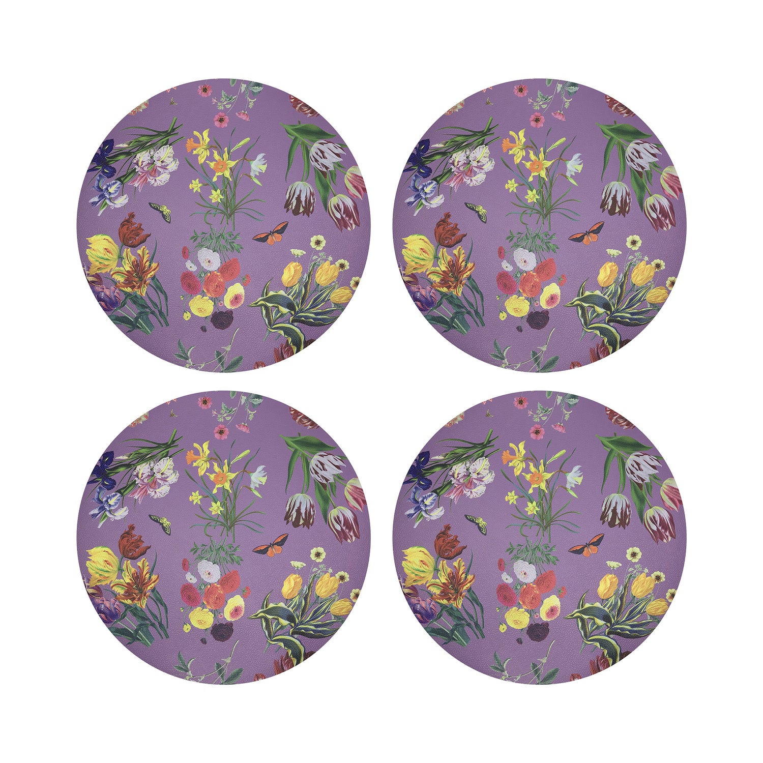 Flora Fauna Orchid 16&quot; Round Pebble Placemats, Set of 4 - nicolettemayer.com
