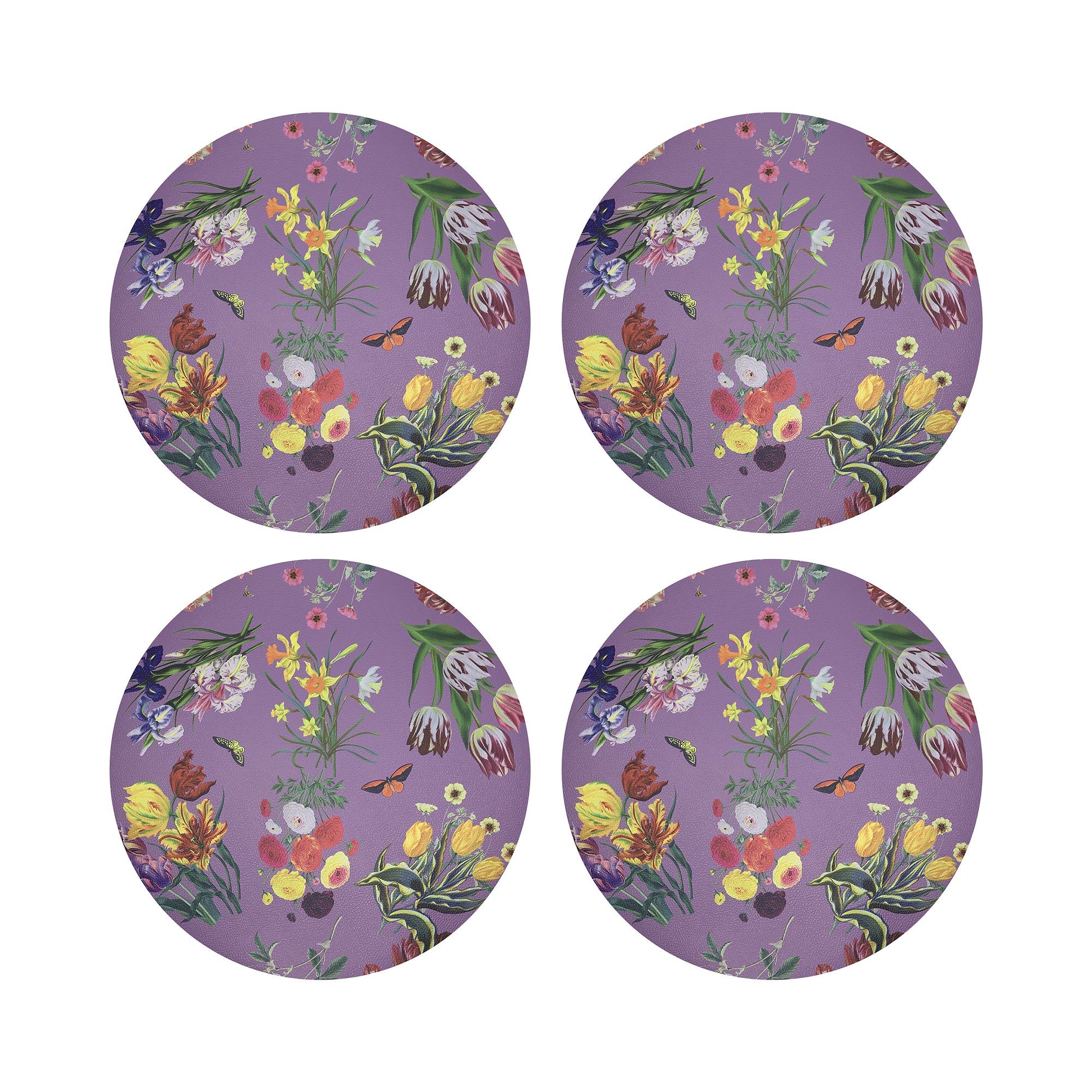 Flora Fauna Orchid 16&quot; Round Pebble Placemats, Set of 4 - nicolettemayer.com
