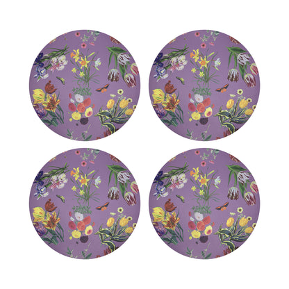 Flora Fauna Orchid 16&quot; Round Pebble Placemats, Set of 4 - nicolettemayer.com
