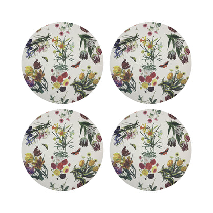 Flora Fauna White 16&quot; Round Pebble Placemats, Set of 4 - nicolettemayer.com
