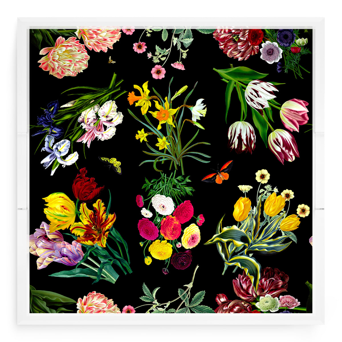 Flora Fauna Black Acrylic Decorative Tray, 18 x 18 in. by Nicolette Mayer 