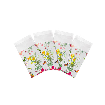 Flora Fauna White Cotton Sateen Dinner Napkins