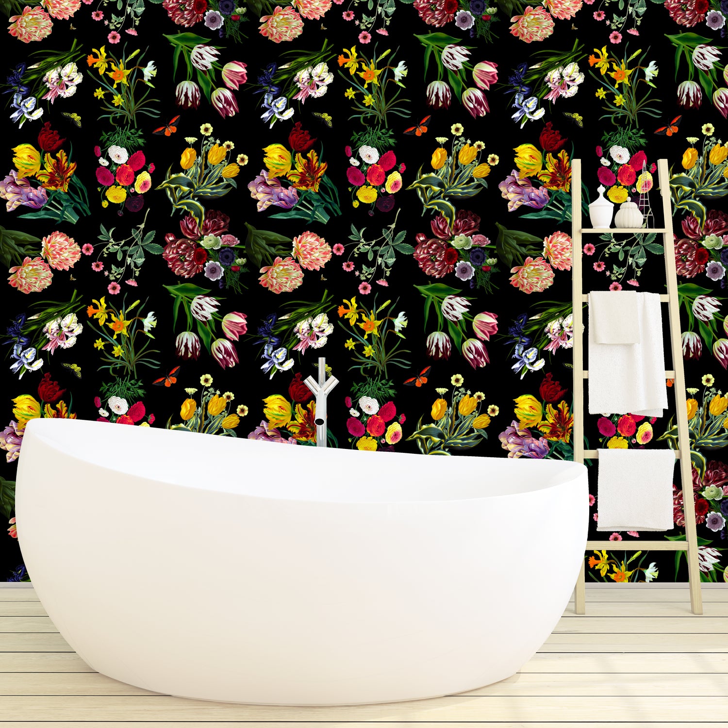 Flora &amp;amp; Fauna Schwarze Tapete 