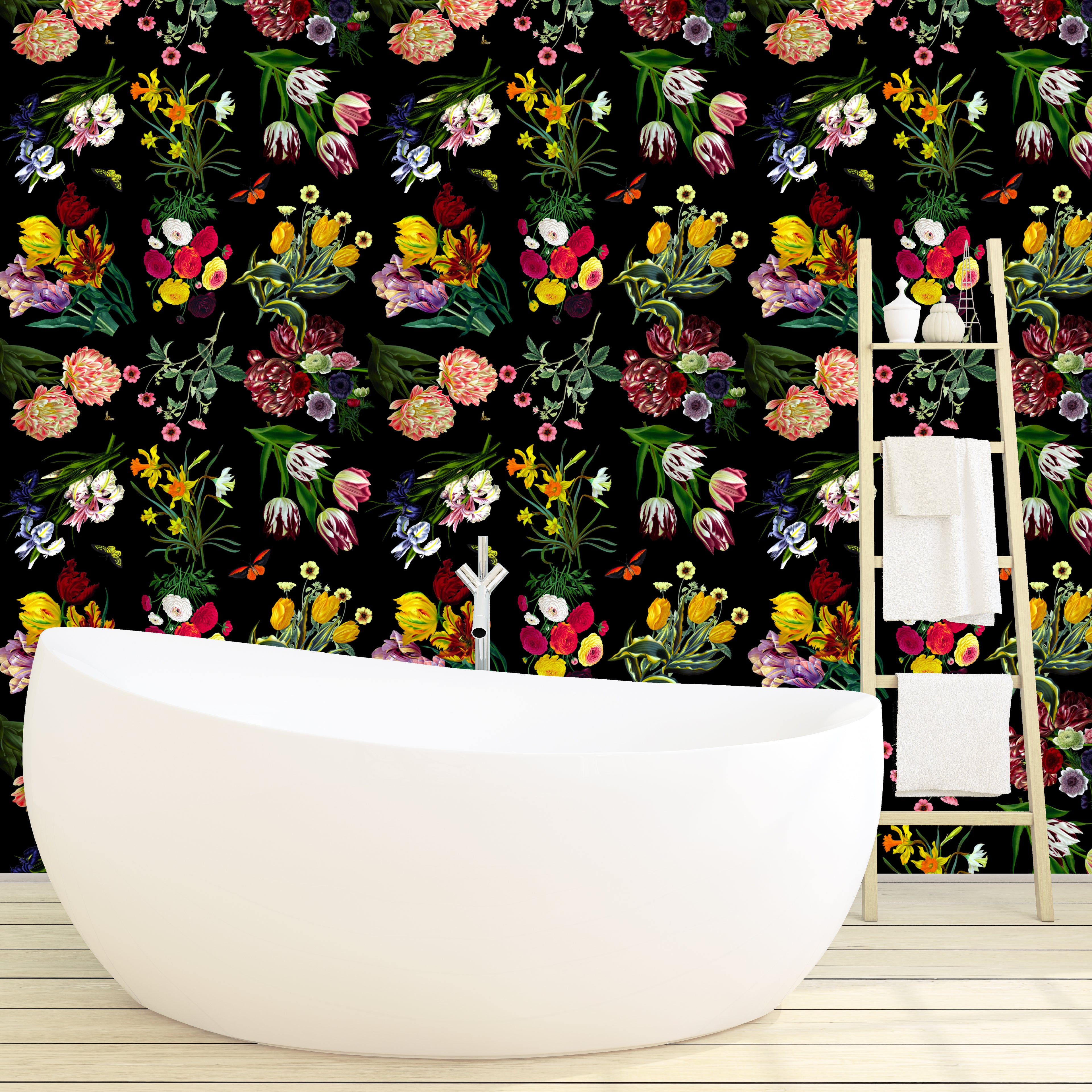 Flora &amp;amp; Fauna Schwarze Tapete 