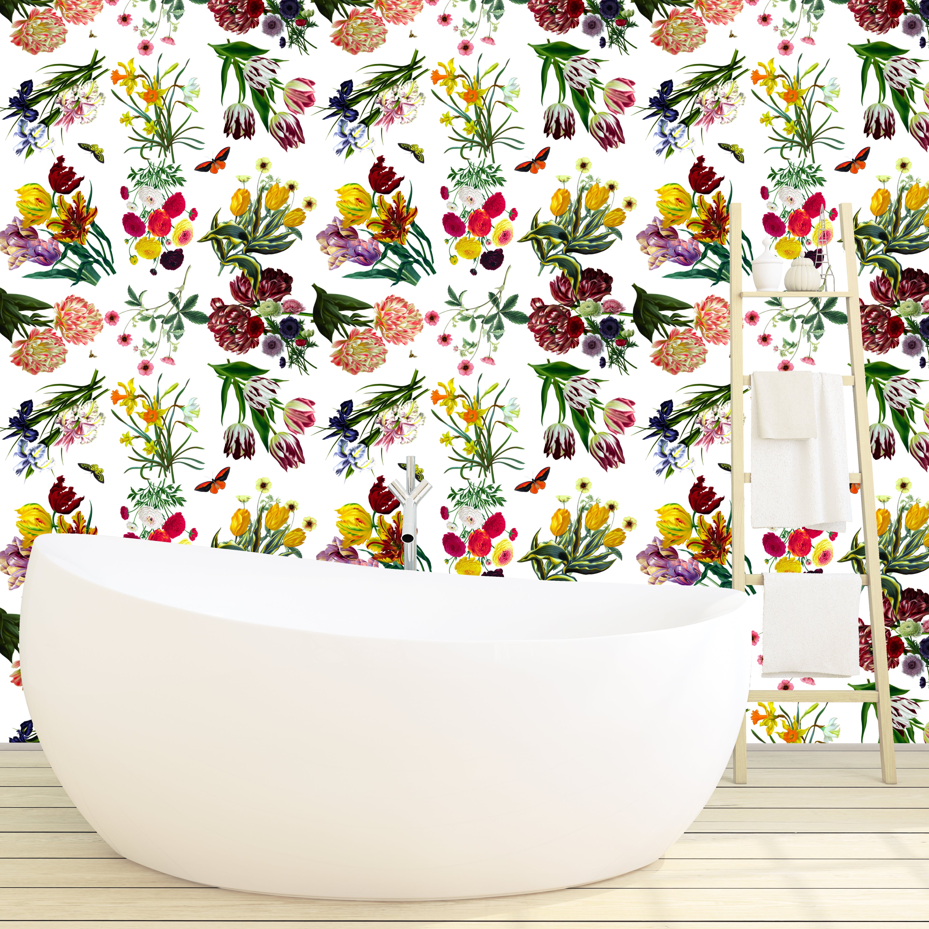 Flora &amp;amp; Fauna Weiße Tapete 