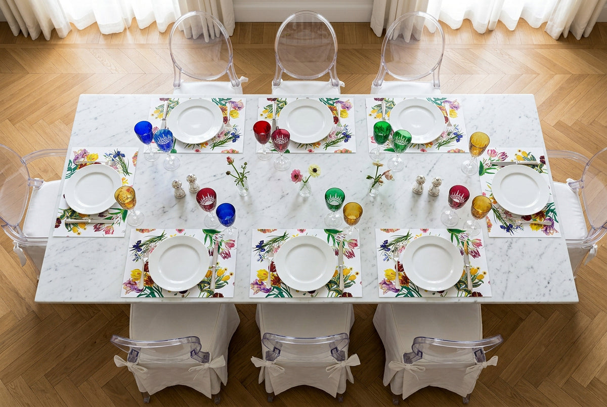 Flora Fauna White Rectangle Paper Placemat