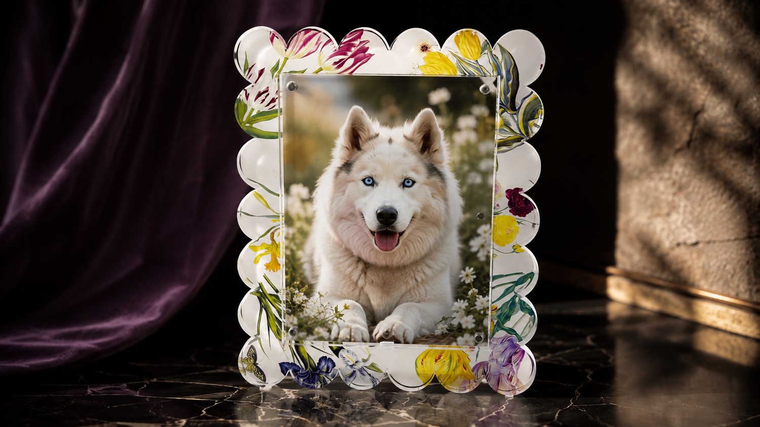 Flora Fauna White Acrylic Scallop Frame - nicolettemayer.com