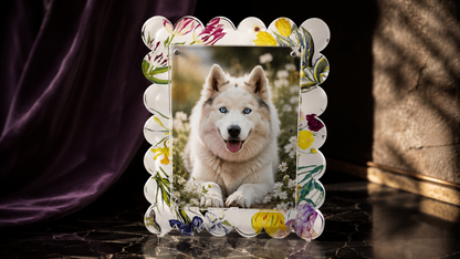Flora Fauna White Acrylic Scallop Frame - nicolettemayer.com