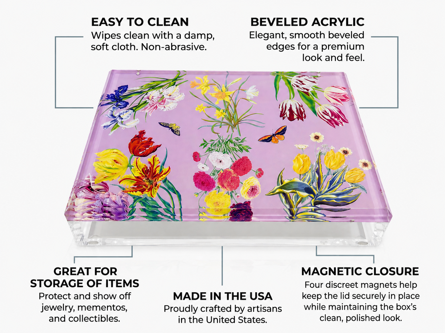 Flora Fauna Orchid Acrylic Box - nicolettemayer.com
