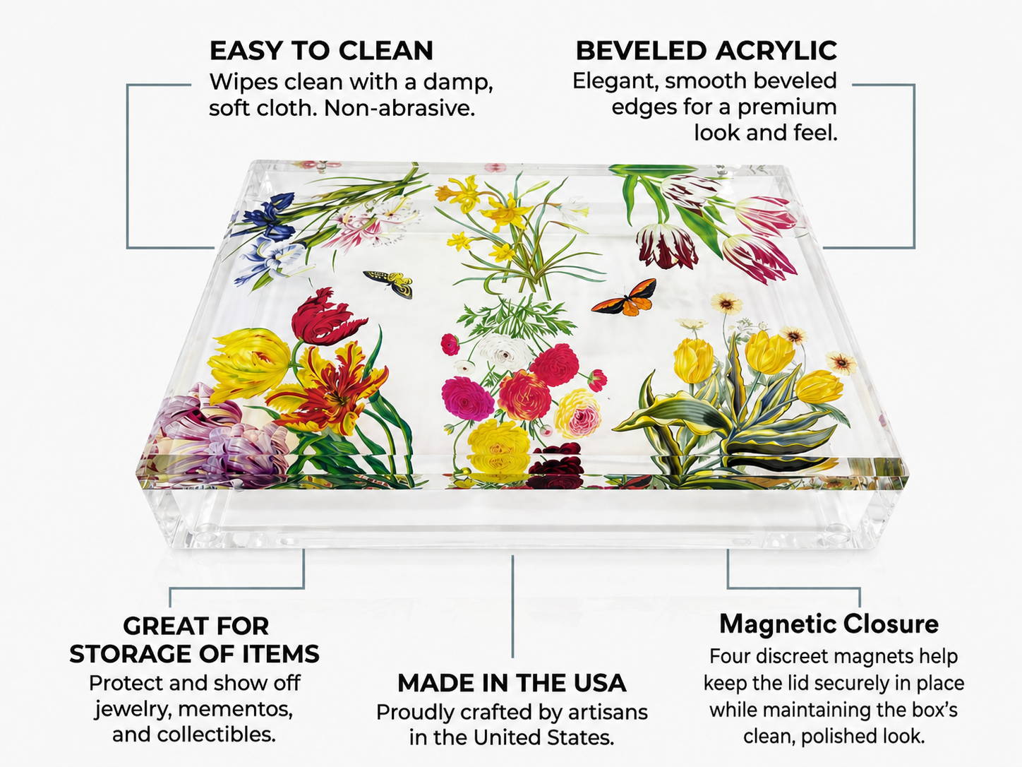 Flora Fauna White Acrylic Box - nicolettemayer.com