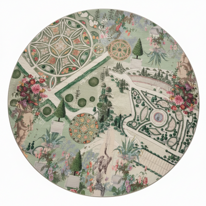 Chateau Garden Plan Round Washable Rug - nicolettemayer.com