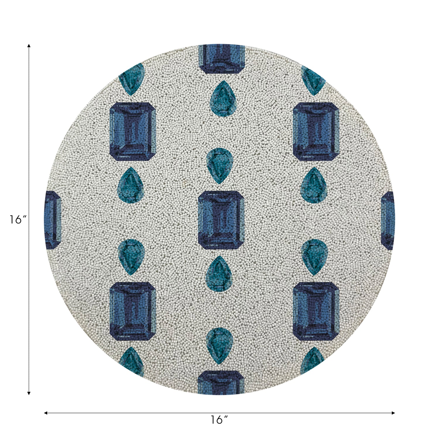 Gem Sapphires White Round Beaded Placemat Smooth