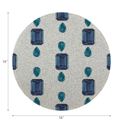 Gem Sapphires White Round Beaded Placemat Smooth