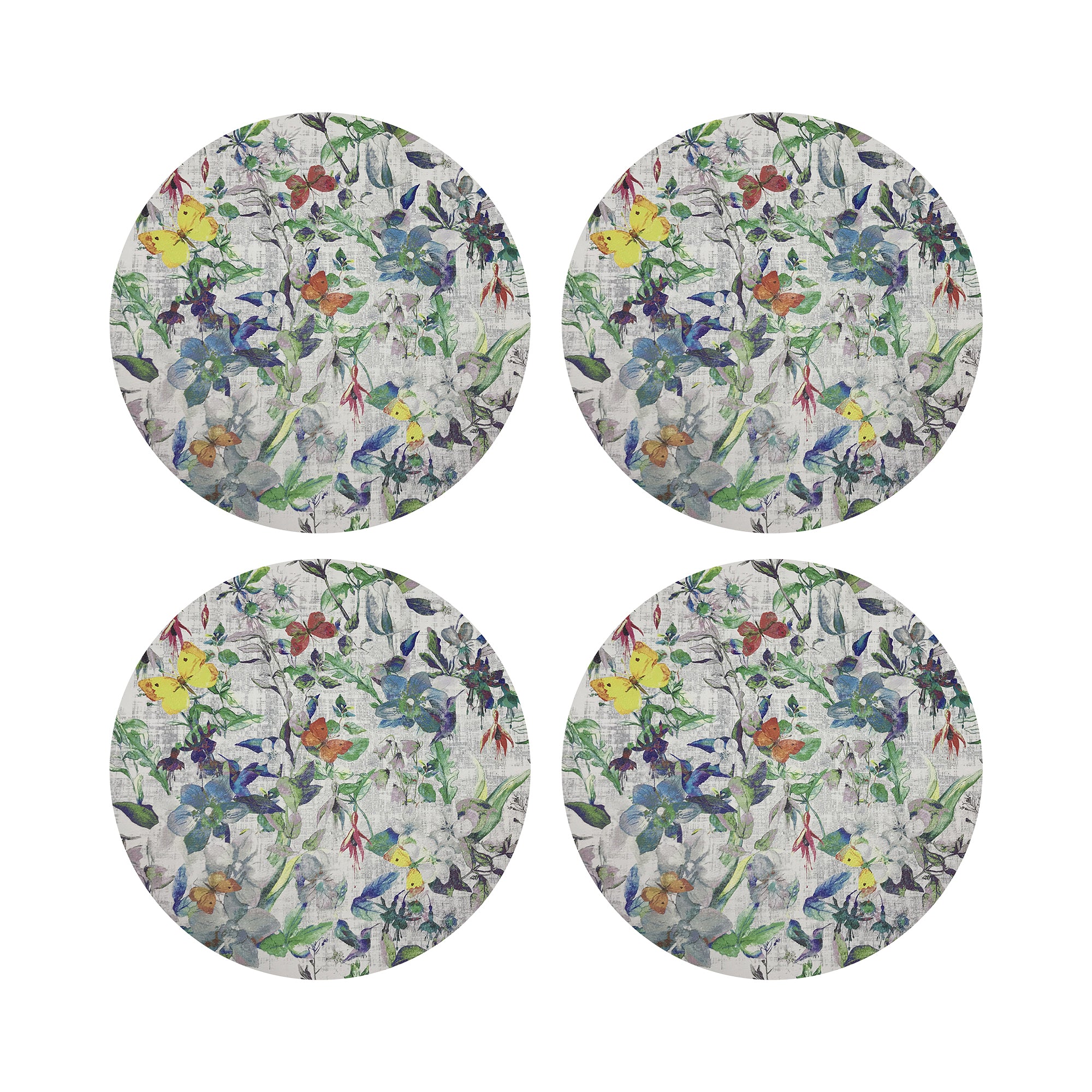 Garden Fantasia Vegan Leather Round Coasters