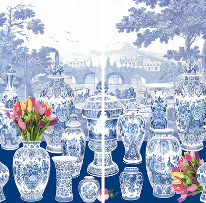 Royal Delft Garniture Acrylic Diptych – Set of 2 Modern Wall Art Panels, 48x48&quot; Overall (24x48&quot; Each)