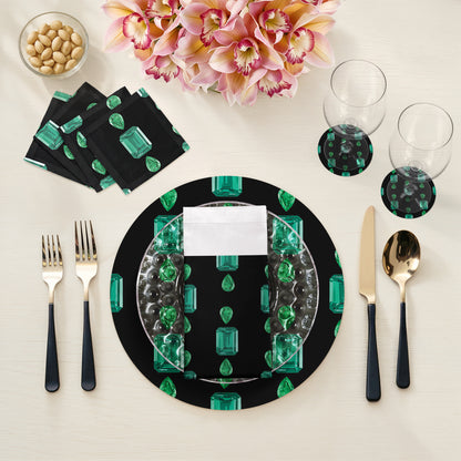 Gem Emeralds Tischset, rund, Kieselsteine, Schwarz, 40,6 cm, 4er-Set