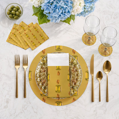 Gem Citrines And Sapphires Gold 16" Round Pebble Placemats, Set of 4 - nicolettemayer.com
