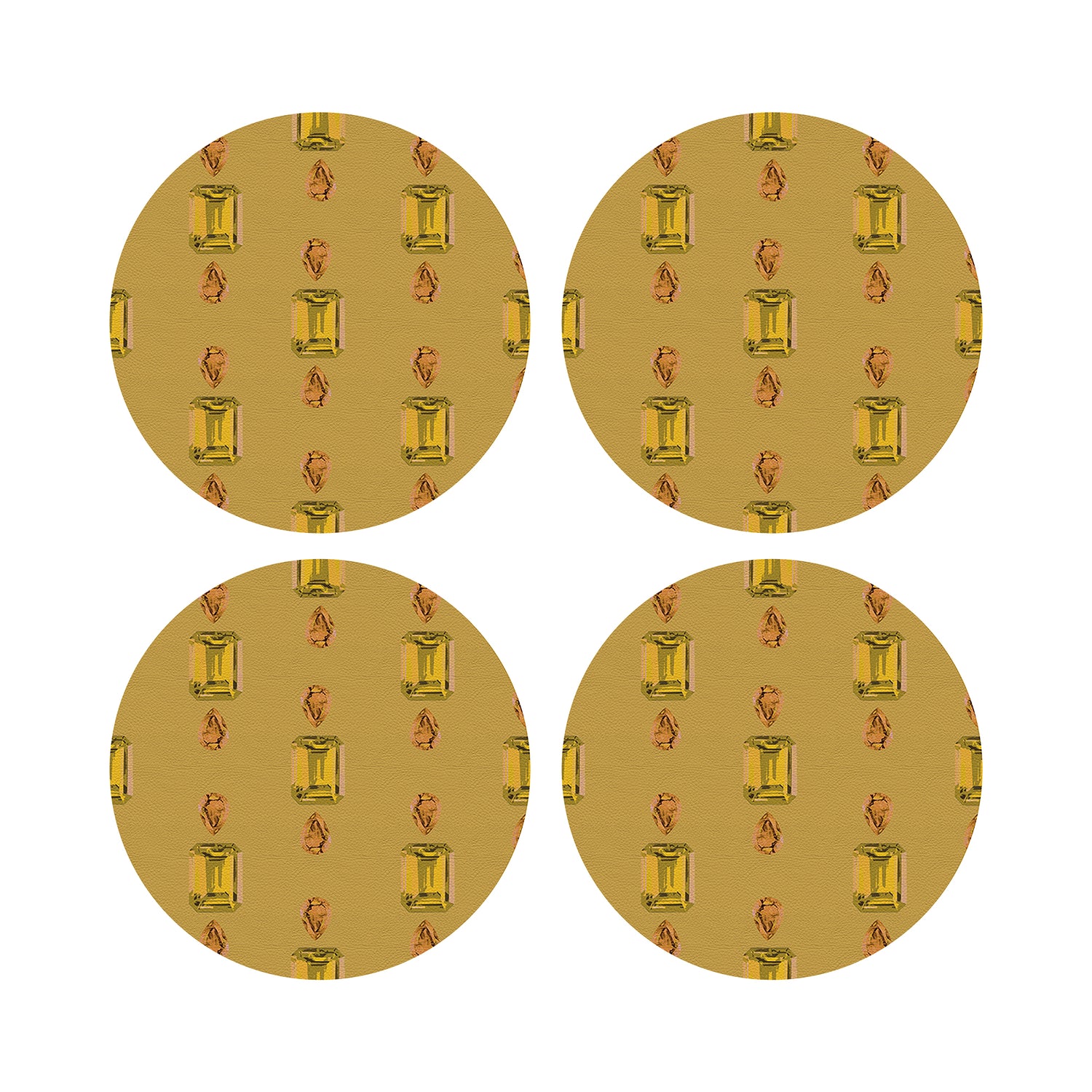 Gem Citrines And Sapphires Gold 16&quot; Round Pebble Placemats, Set of 4 - nicolettemayer.com
