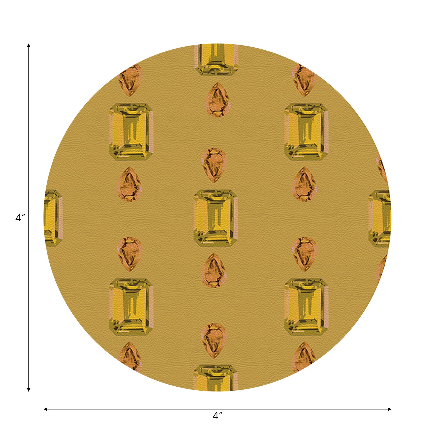 Gem Citrines And Sapphires Gold Vegan Leather Round Coasters