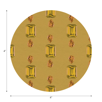 Gem Citrines And Sapphires Gold Vegan Leather Round Coasters