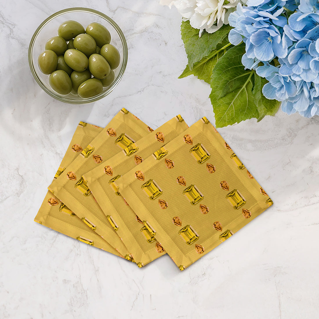 Gem Citrines And Sapphires Cotton Sateen Cocktail Napkins