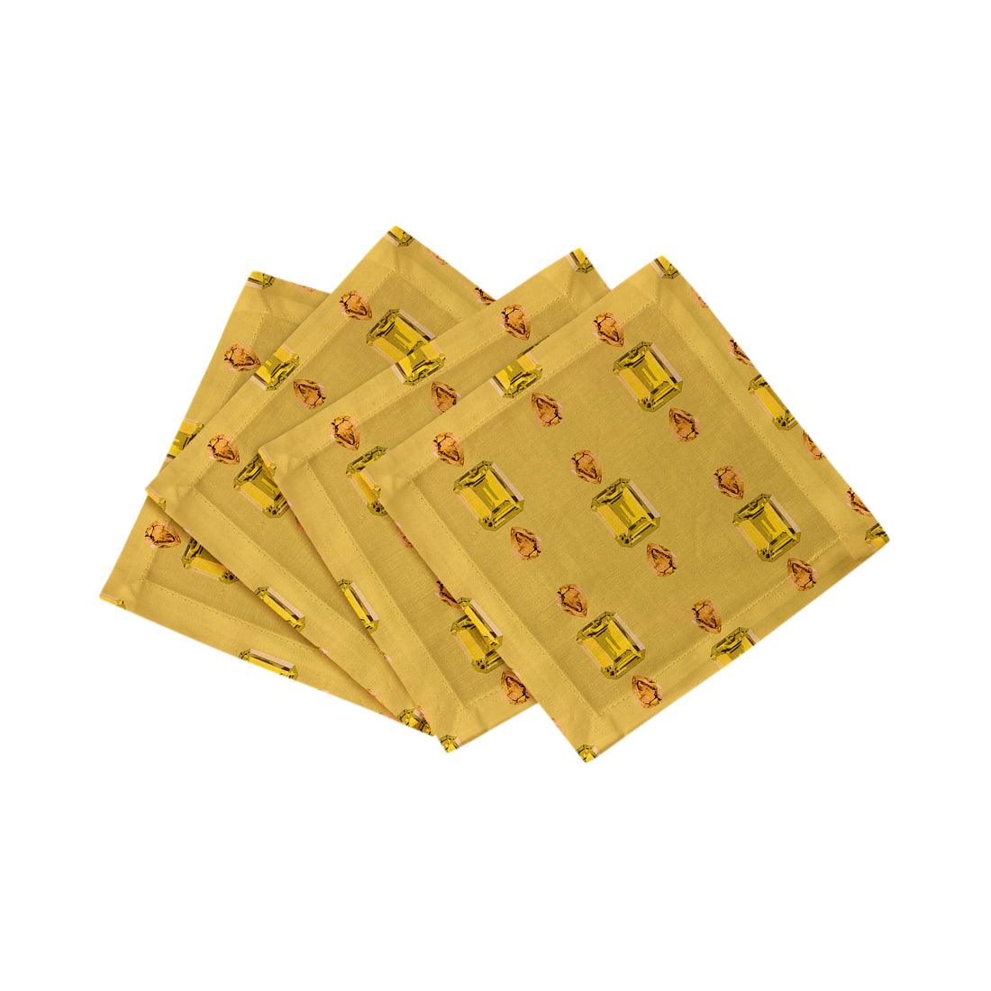 Gem Citrines And Sapphires Cotton Sateen Cocktail Napkins