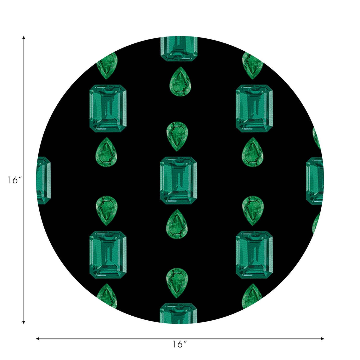 Gem Emeralds Tischset, rund, Kieselsteine, Schwarz, 40,6 cm, 4er-Set