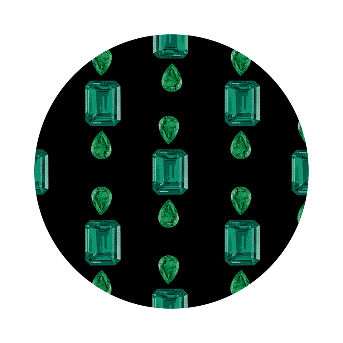 Gem Emeralds Black 16&quot; Round Pebble Placemat Set of 4 - nicolettemayer.com