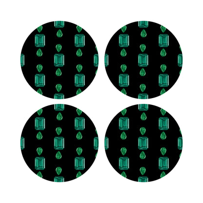 Gem Emeralds Black 16&quot; Round Pebble Placemats, Set of 4 - nicolettemayer.com
