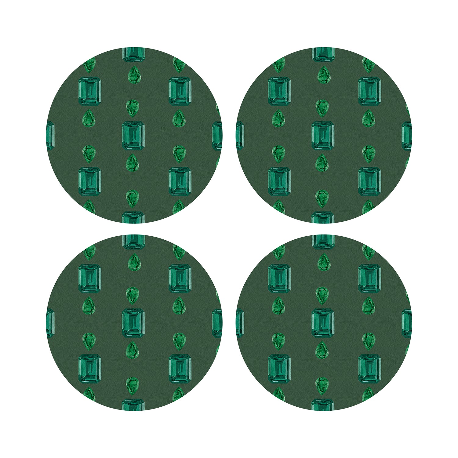 Gem Emeralds Evergreen 16&quot; Round Pebble Placemats, Set of 4 - nicolettemayer.com
