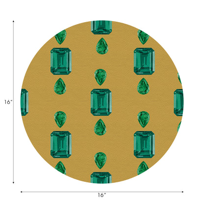Gem Emeralds Gold 16&quot; Round Pebble Placemats, Set of 4 - nicolettemayer.com
