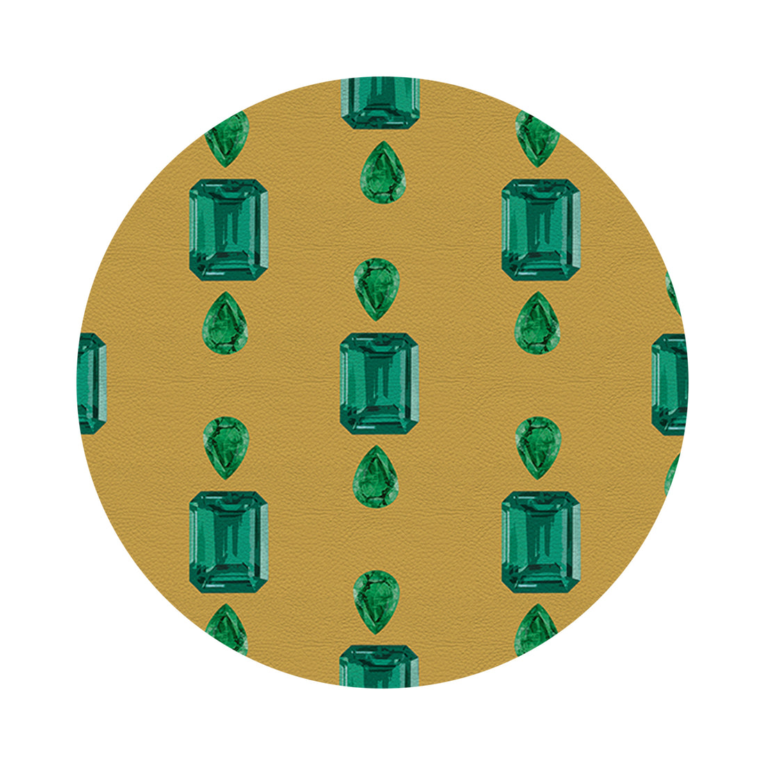 Gem Emeralds Gold 16&quot; Round Pebble Placemat Set of 4 - nicolettemayer.com