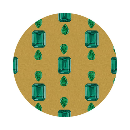 Gem Emeralds Gold 16&quot; Round Pebble Placemats, Set of 4 - nicolettemayer.com
