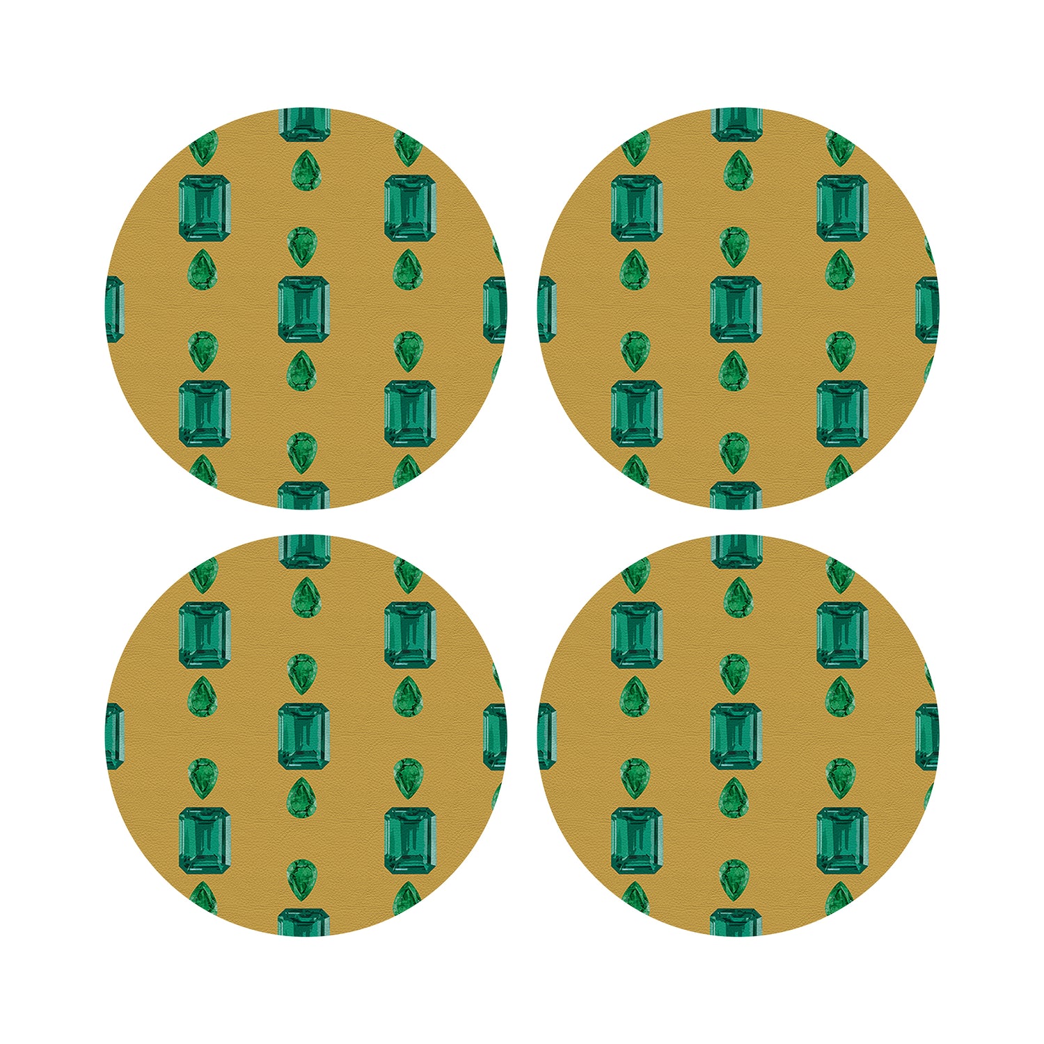 Gem Emeralds Gold 16&quot; Round Pebble Placemats, Set of 4 - nicolettemayer.com
