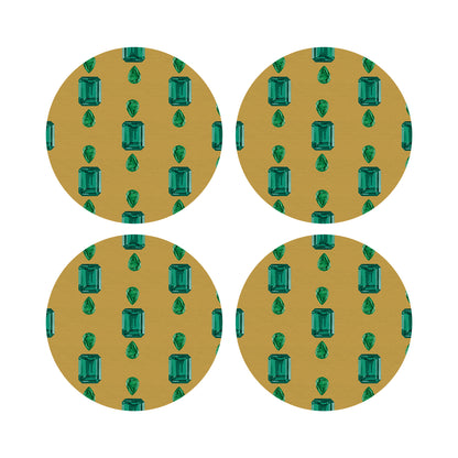 Gem Emeralds Gold 16&quot; Round Pebble Placemats, Set of 4 - nicolettemayer.com
