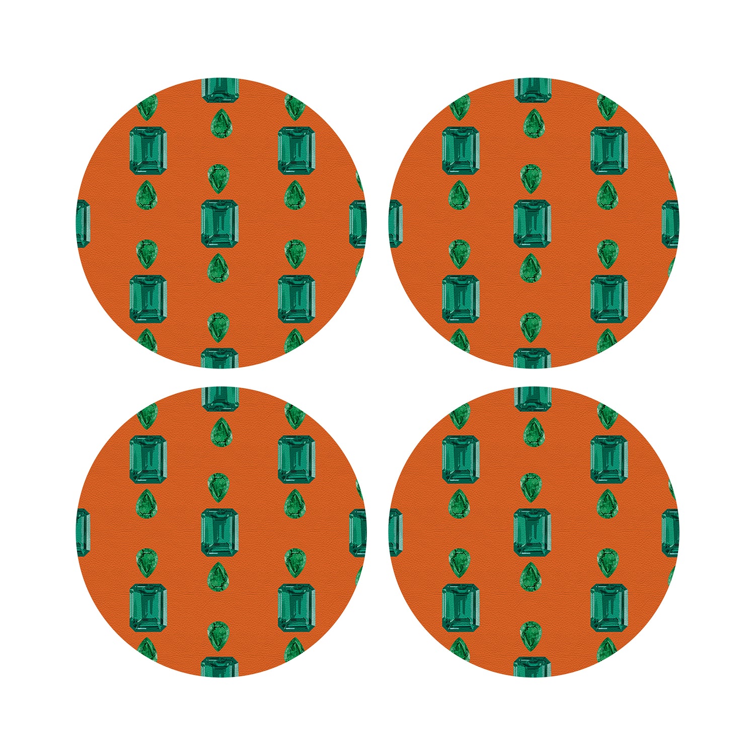 Gem Emeralds Orange 16&quot; Round Pebble Placemats, Set of 4 - nicolettemayer.com

