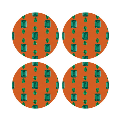 Gem Emeralds Orange 16&quot; Round Pebble Placemats, Set of 4 - nicolettemayer.com
