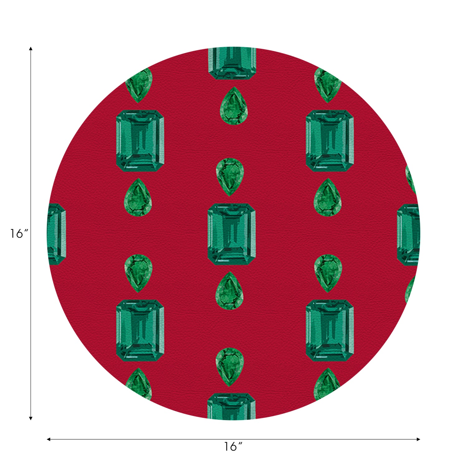 Gem Emeralds Red Vegan Leather Round Pebble Placemat