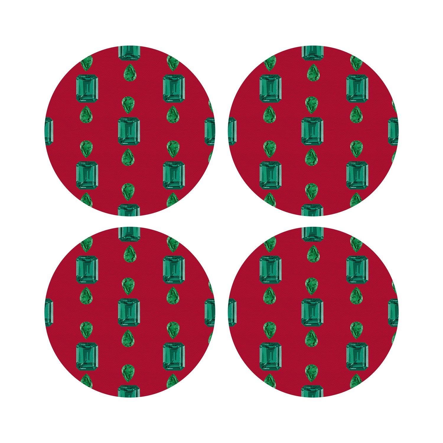 Gem Emeralds Red 16&quot; Round Pebble Placemats, Set of 4 - nicolettemayer.com
