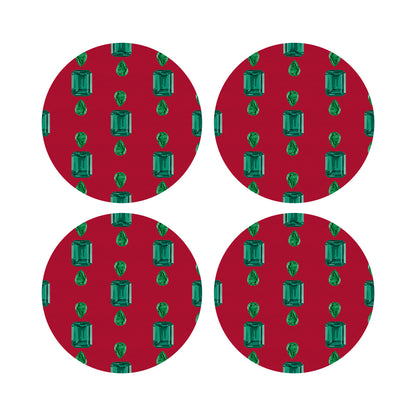 Gem Emeralds Red 16&quot; Round Pebble Placemats, Set of 4 - nicolettemayer.com
